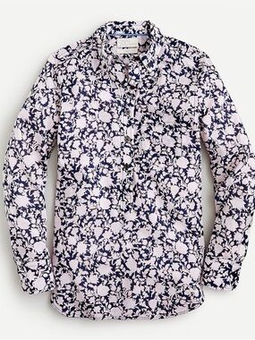 J.Crew Classic-fit cotton voile popover in rose vines
